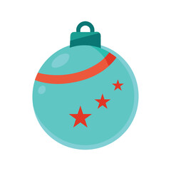 Obraz premium A festive turquoise christmas ball with red accents isolated on white background, perfect for holiday decorations
