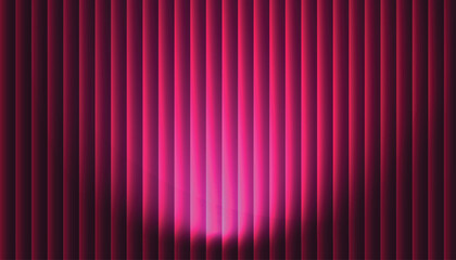 Magenta neon vertical stripes background with soft spotlight glow, abstract stage curtain lighting, modern pink gradient lines, vibrant backdrop 