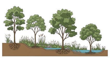 Minimal CAD Tree Line Vector &ndash; Side View Outline Set of Graphic Tree Elements for Architecture and Landscape Design AI EPS PNG JPEG