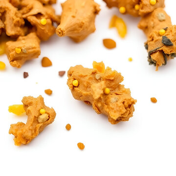 Asafoetida Dried Resin Gum Medicinal Cure and Culinary Spice, Isolated on White Background. Also Known as Food of the Gods, Devil's Dung, Jowani Badian, Hing, Hengu, Inguva, Kayam, and Ting.