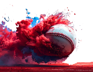  Power Hit Championship – Baseball with Vibrant Color Splash and Grunge Texture PNG