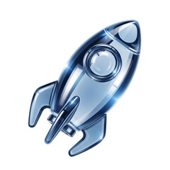 Shiny metallic rocket ship isolated on transparent background