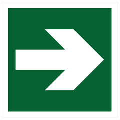 Green Right Arrow Exit Sign – Emergency Fire Safety Evacuation Symbol for Safe Escape Route and Building Guidance