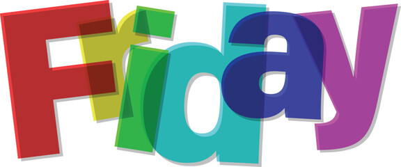 Colorful Friday Text Overlap Illustration for Weekend Fun and Excitement