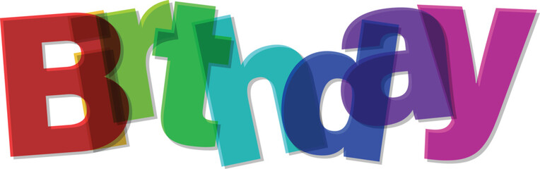Colorful Birthday Word Art Typography Design for Celebration and Invitation