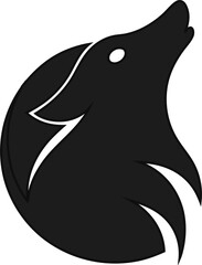 Wolf, jackal, dog or fox head vector icon in silhouette in logo style