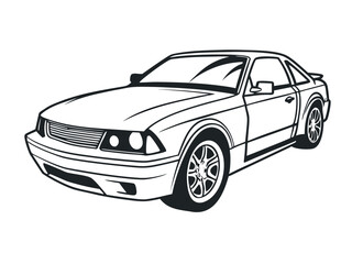 Fototapeta premium Black luxury sport car vector illustration, an isolated side view of a fast vehicle design