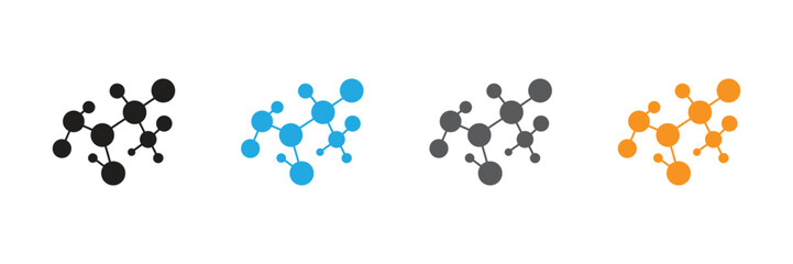 Explore the fundamental building blocks of life with vibrant molecular structures in multiple colors, perfect for scientific, medical, and innovation themes.
