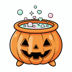 Cute Pumpkin Cauldron with Potion