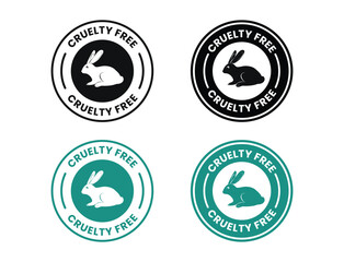 Cruelty Free label, logo, badge, icon, sticker, symbol, emblem, stamp, green, line, flat vector, isolated illustration. Cruelty free not tested on animals label for product packaging design	
