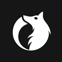 Wild Fox, wolf, jackal, dog, vector illustration on black background ideal for logo design, tribal tattoos, and outdoor adventure branding.