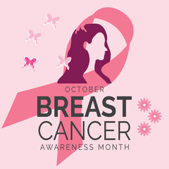 Pink ribbon silhouette for breast cancer awareness month