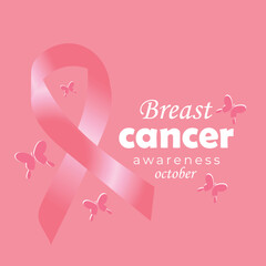 Pink ribbon and butterflies symbolizing breast cancer awareness