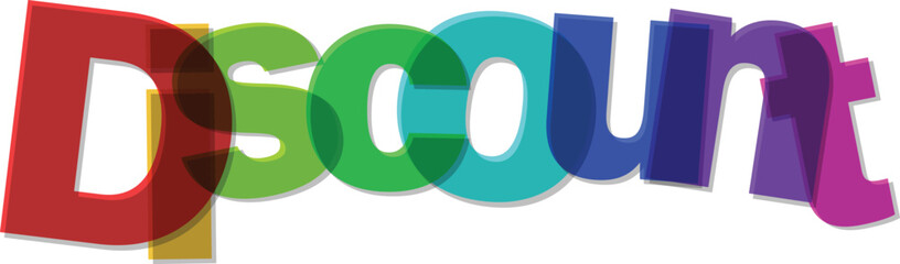 Colorful Discount Sign Illustration with Transparent Letters Promotion and Savings