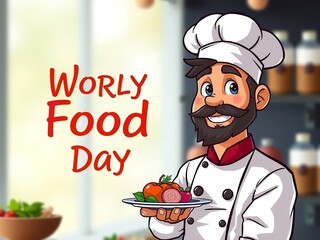 Celebrating World Food Day with a Cartoon Chef and Fresh Vegetables