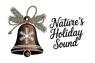 Rustic christmas bell with pine sprig and snowflake design