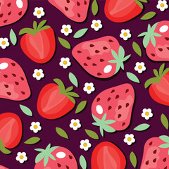 Seamless abstract strawberry pattern illustration in vector