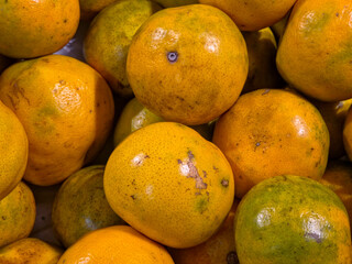 Close-up of tangerines, top view image.