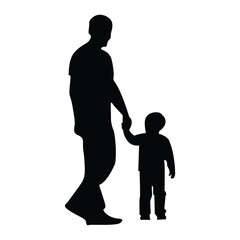 Minimalist Silhouette of a father holding a child with simple minimalist design on white backgroundrainbow radiating lines on white background
