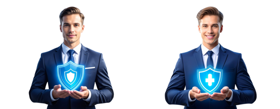 Sat of Businessman with Shield Icon Over Global Cargo Containers – Trade Security Concept