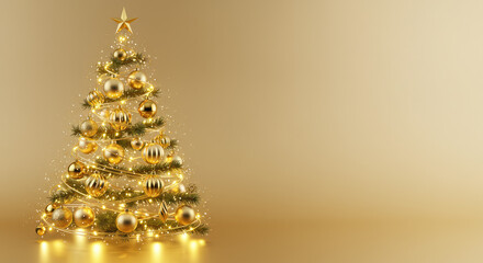 Shining Christmas Tree Design with Festive Gold Decor.