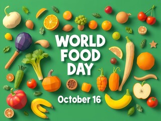 Colorful Fruits and Vegetables Celebrating World Food Day on October 16th