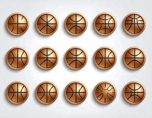 Golden basketball icons