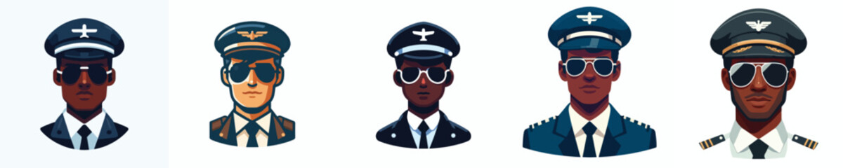 vector avatar of a male pilot's face