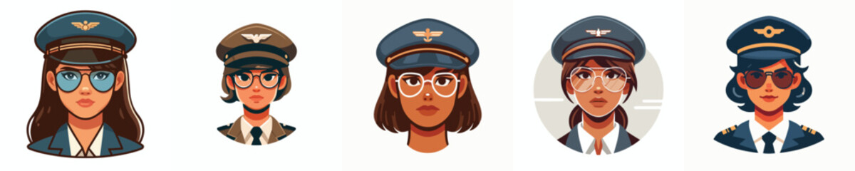 vector avatar of a female pilot's face