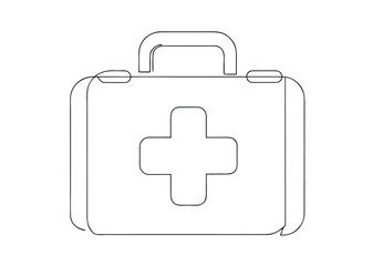 First aid kit icon symbol vector illustration of a medical emergency case or bag for health and travel