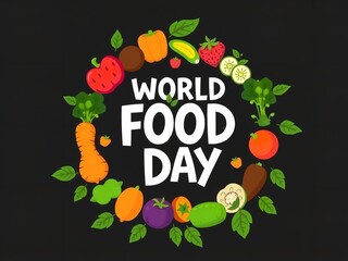 Vibrant World Food Day Celebration with Colorful Vegetables and Fruits Illustration