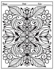 Mandala Coloring Page & Book for Adults and Kid. High resolution (300 DPI), Ready to print on standard 8.5x11-(A4) inch paper With (No Bleed), Black and White. Vector illustration