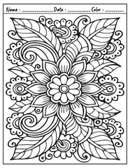 Mandala Coloring Page & Book for Adults and Kid. High resolution (300 DPI), Ready to print on standard 8.5x11-(A4) inch paper With (No Bleed), Black and White. Vector illustration