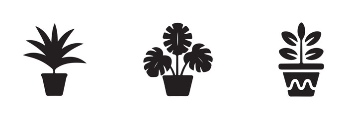 Plant in the pot icon, gardening symbol, potted Plant Silhouette Vector, simple potted plant icon vector  illustration EPS 10.
