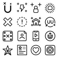 20 Minimal UI/UX Vector Icons – Essential Flat Outline Set