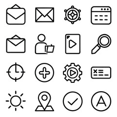 20 Minimal UI/UX Vector Icons – Essential Flat Outline Set