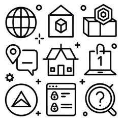 20 Minimal UI/UX Vector Icons – Essential Flat Outline Set