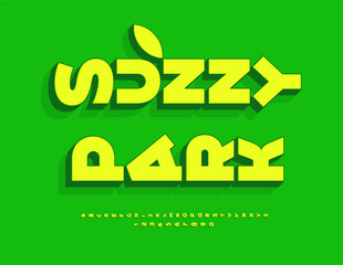 Vector Creative logo Sunny Park. Rotated Cool Font. Unique Uppercase 3D Alphabet Letters and Numbers set
