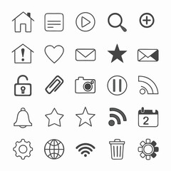 20 Minimal UI/UX Vector Icons – Essential Flat Outline Set