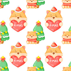 Cute seamless pattern with cute corgi dogs