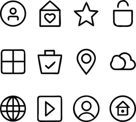 20 Minimal UI/UX Vector Icons – Essential Flat Outline Set