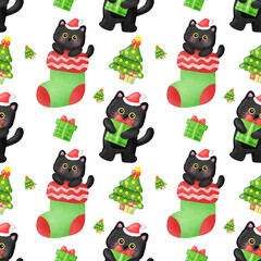 A black cat is holding a gift in its mouth