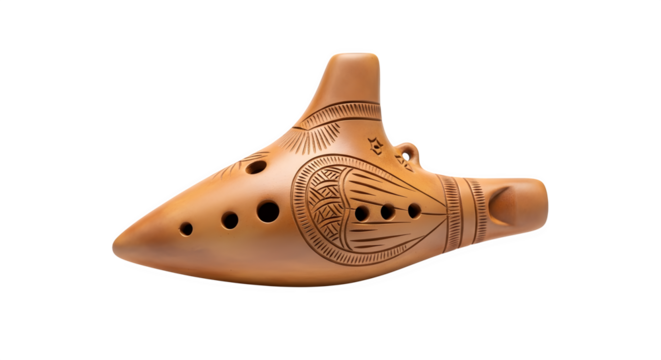 Ocarina isolated on transparent background, a wind instrument with a rich history, offering a unique musical experience and cultural expression