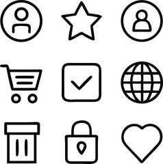 20 Minimal UI/UX Vector Icons – Essential Flat Outline Set