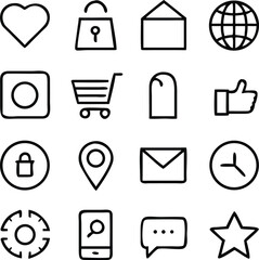 20 Minimal UI/UX Vector Icons – Essential Flat Outline Set