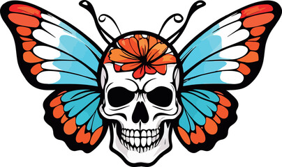 Skull butterfly logo icon vector white bacground .