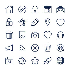 20 Minimal UI/UX Vector Icons – Essential Flat Outline Set