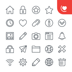 20 Minimal UI/UX Vector Icons – Essential Flat Outline Set
