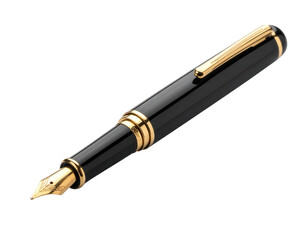 Sleek and elegant fountain pen featuring a black body with gold accents.
