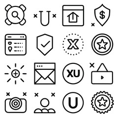 20 Minimal UI/UX Vector Icons – Essential Flat Outline Set